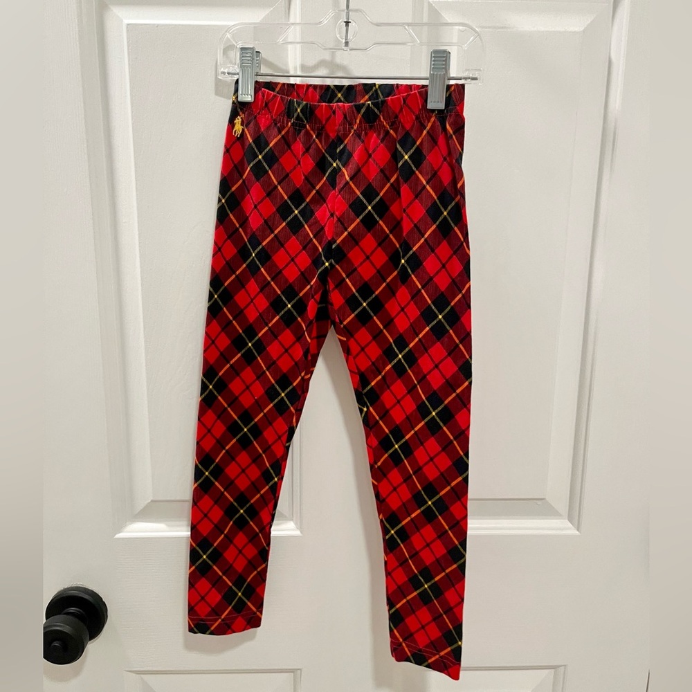 Polo by Ralph Lauren Girl Red Plaid Leggings, size 5